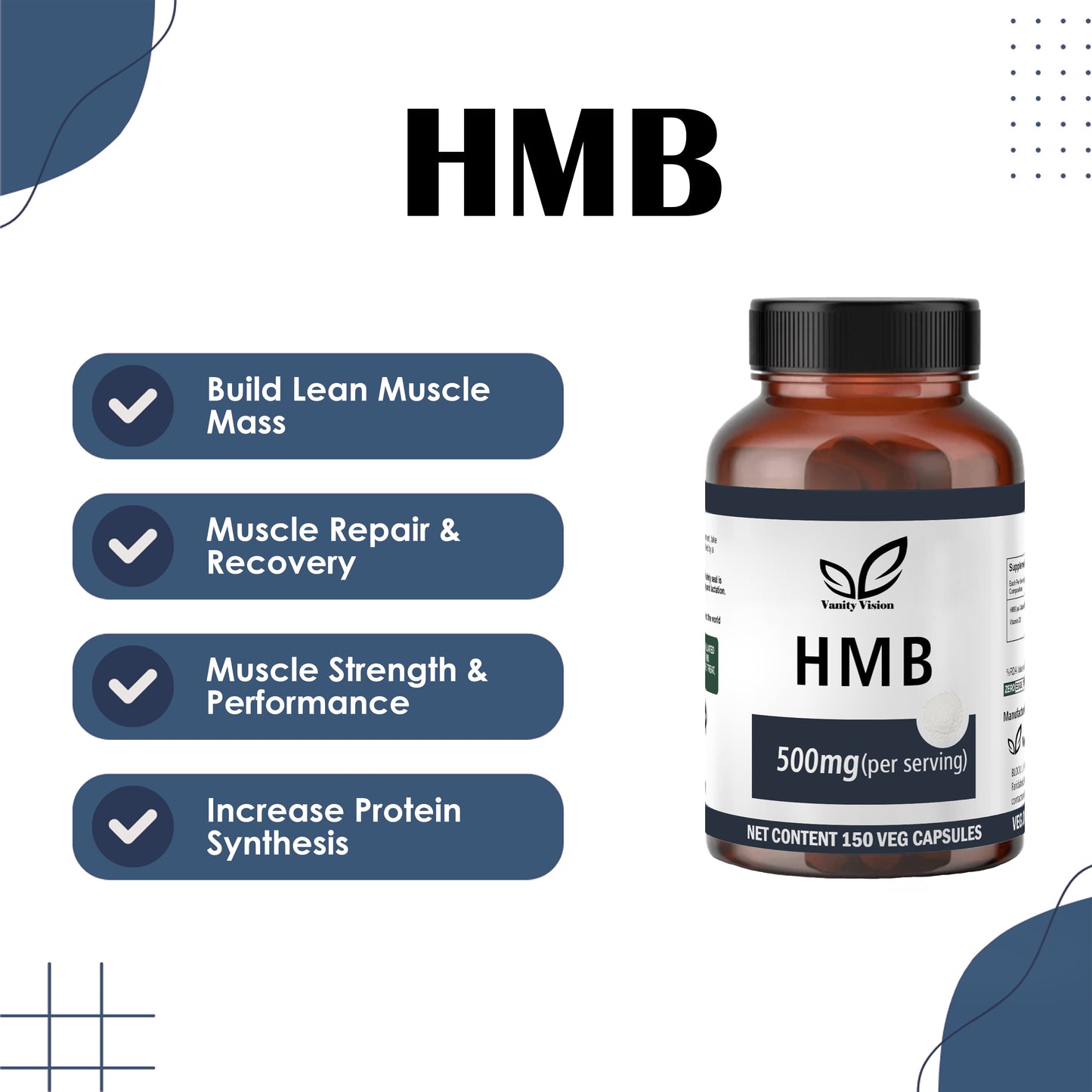 HMB 500mg Capsules – Support Muscle Strength, Recovery, and Fat Loss