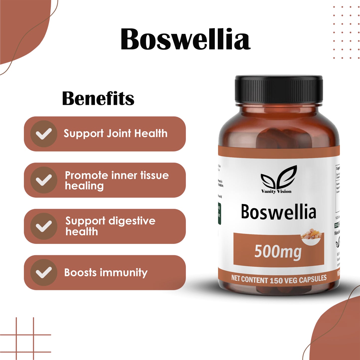 Boswellia 500mg Capsules: Herbal Supplement for Joint Health and Wellness