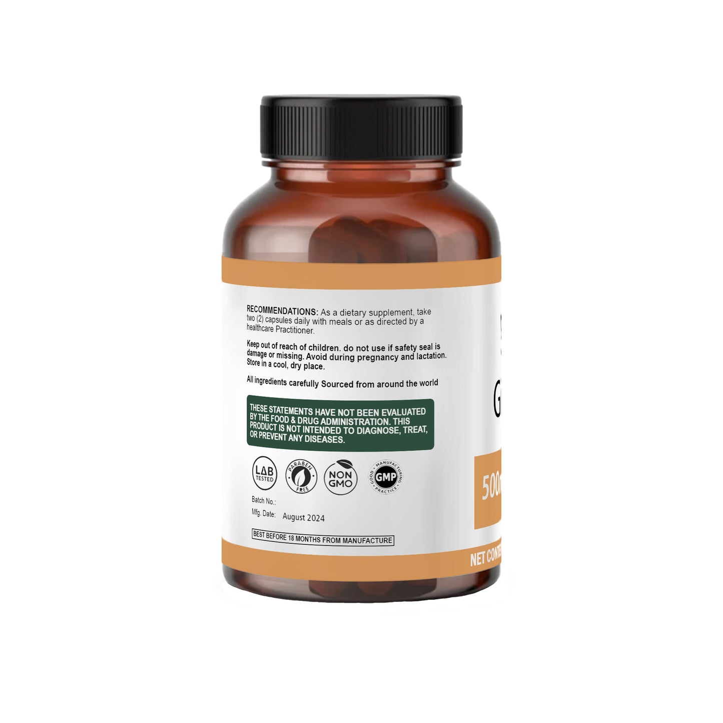 Ginger 500mg Capsules – Natural Digestive Support, Anti-Inflammatory, and Immune Booster