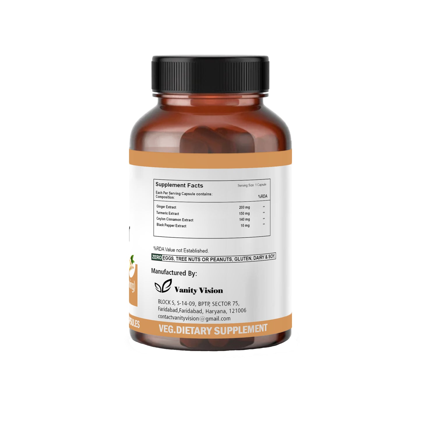 Ginger 500mg Capsules – Natural Digestive Support, Anti-Inflammatory, and Immune Booster