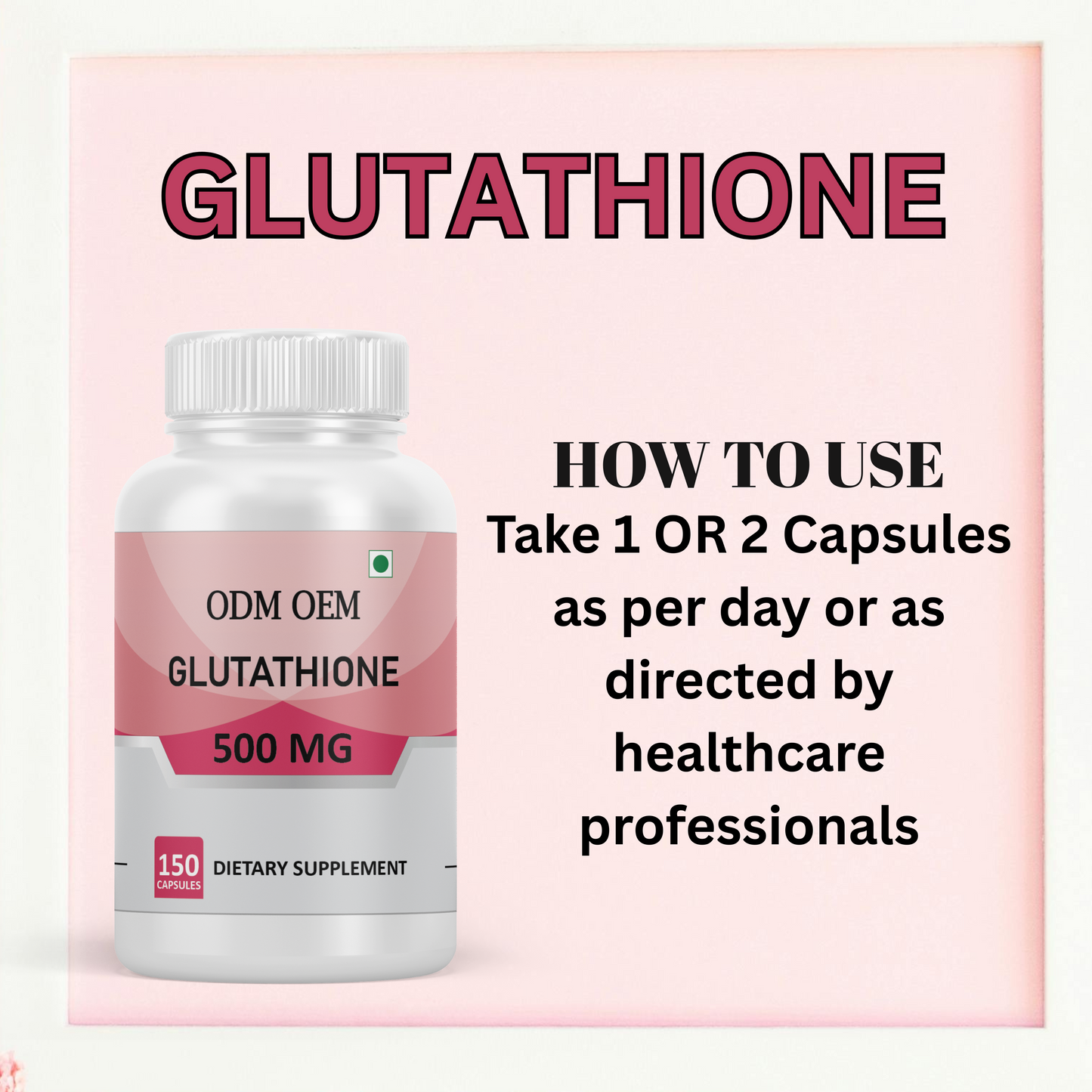 Glutathione 500mg - Antioxidant Support Supplement, 150 Capsules