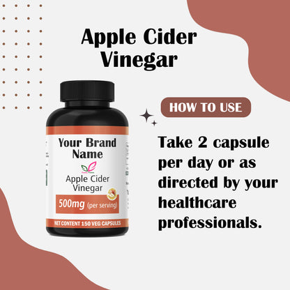 Apple Cider Vinegar 500mg Capsules – Natural Detox, Digestive Support, and Healthy Metabolism