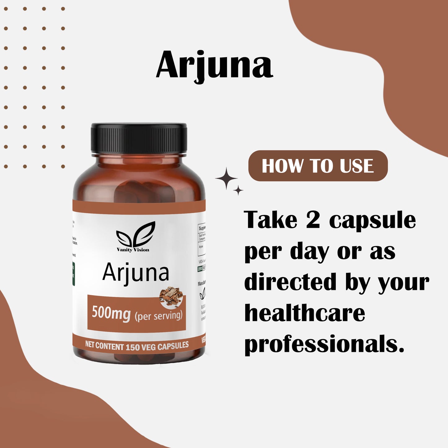 Arjuna 500mg Capsules – Natural Heart Health Supplement for Circulation, Blood Pressure, and Cardiovascular Support
