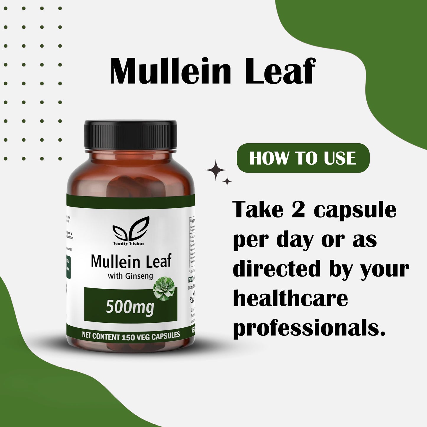 Mullein Leaf 500mg 150 Capsules – Supports Respiratory Health & Immune Function