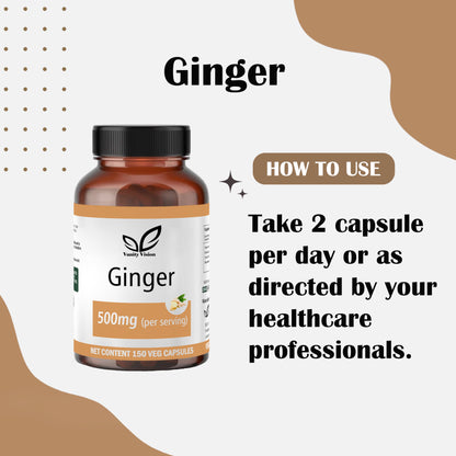 Ginger 500mg Capsules – Natural Digestive Support, Anti-Inflammatory, and Immune Booster