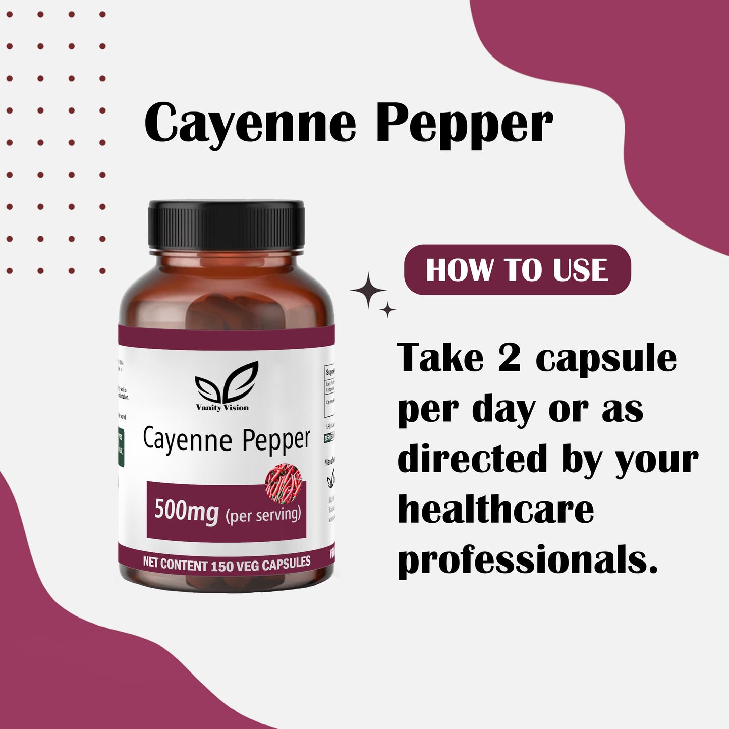 Cayenne Pepper 500mg Capsules – Natural Metabolism Booster, Digestive Support, and Circulatory Health
