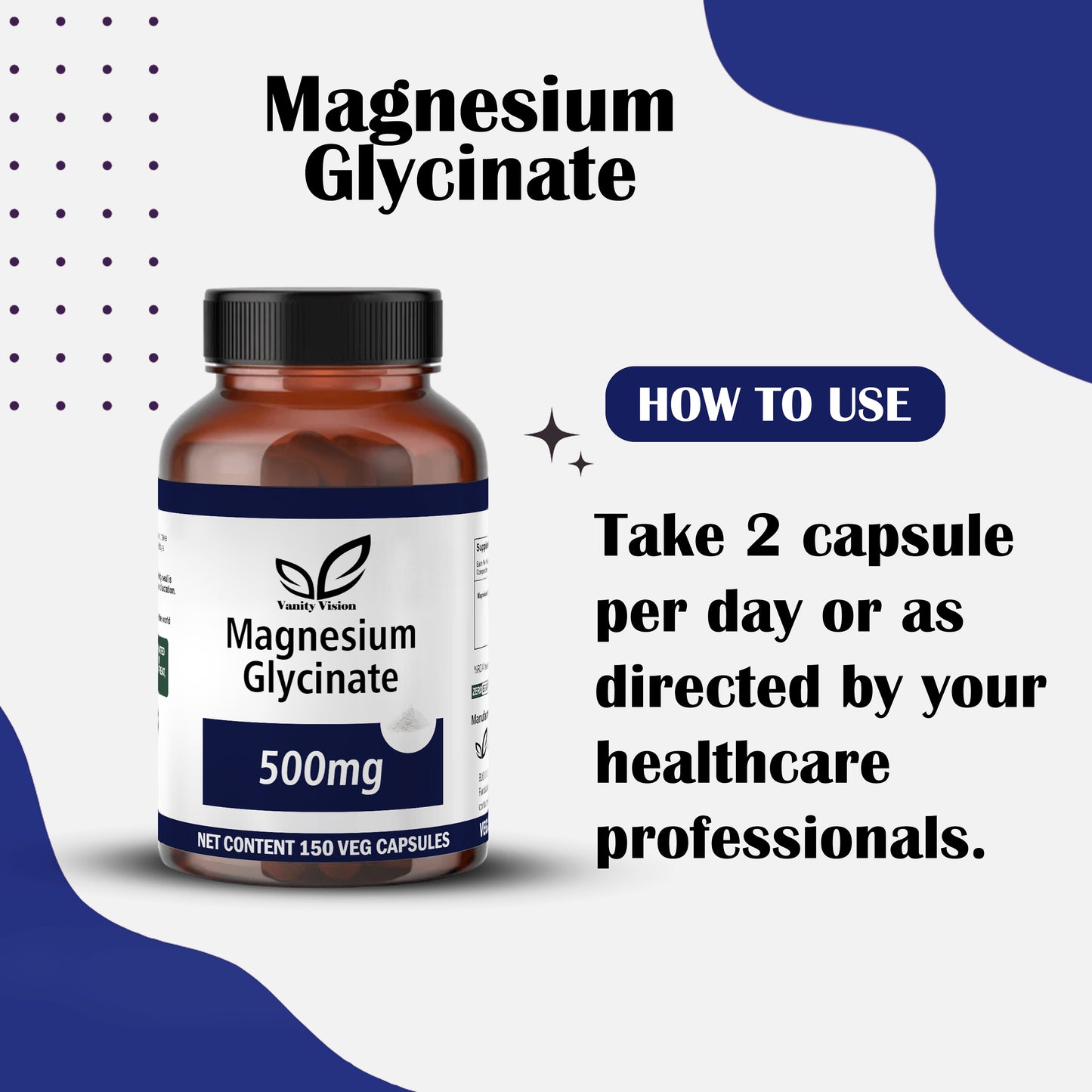 Magnesium Glycinate 500mg Capsules – Supports Muscle, Nerve & Bone Health