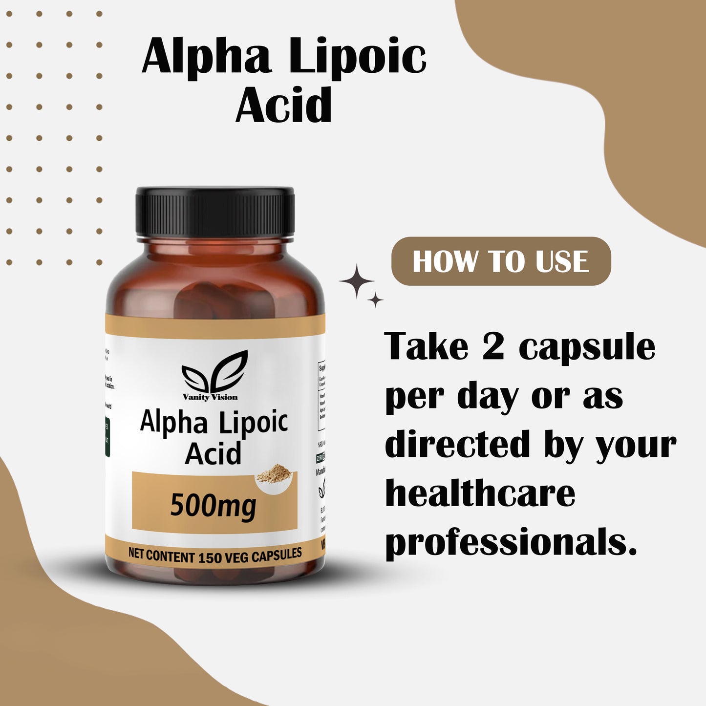 Alpha Lipoic Acid 500mg Capsules: Antioxidant-Rich Formula for General Wellness
