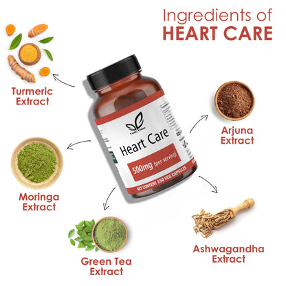Heart Care 500mg Capsules –for Cardiovascular Health, Circulation, and Heart Function