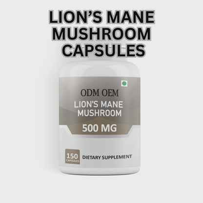 Lion's Mane Mushroom 500mg Capsules – Natural Cognitive Support, Mental Clarity, and Brain Health