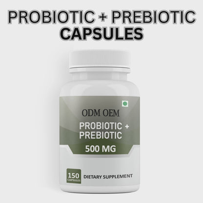 Probiotic + Prebiotic 500mg 150 Capsules – Supports Gut Health & Digestive Balance