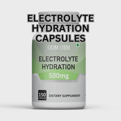 Electrolyte Hydration 500mg Capsules– Natural Electrolyte Support for Energy, Hydration , Recovery
